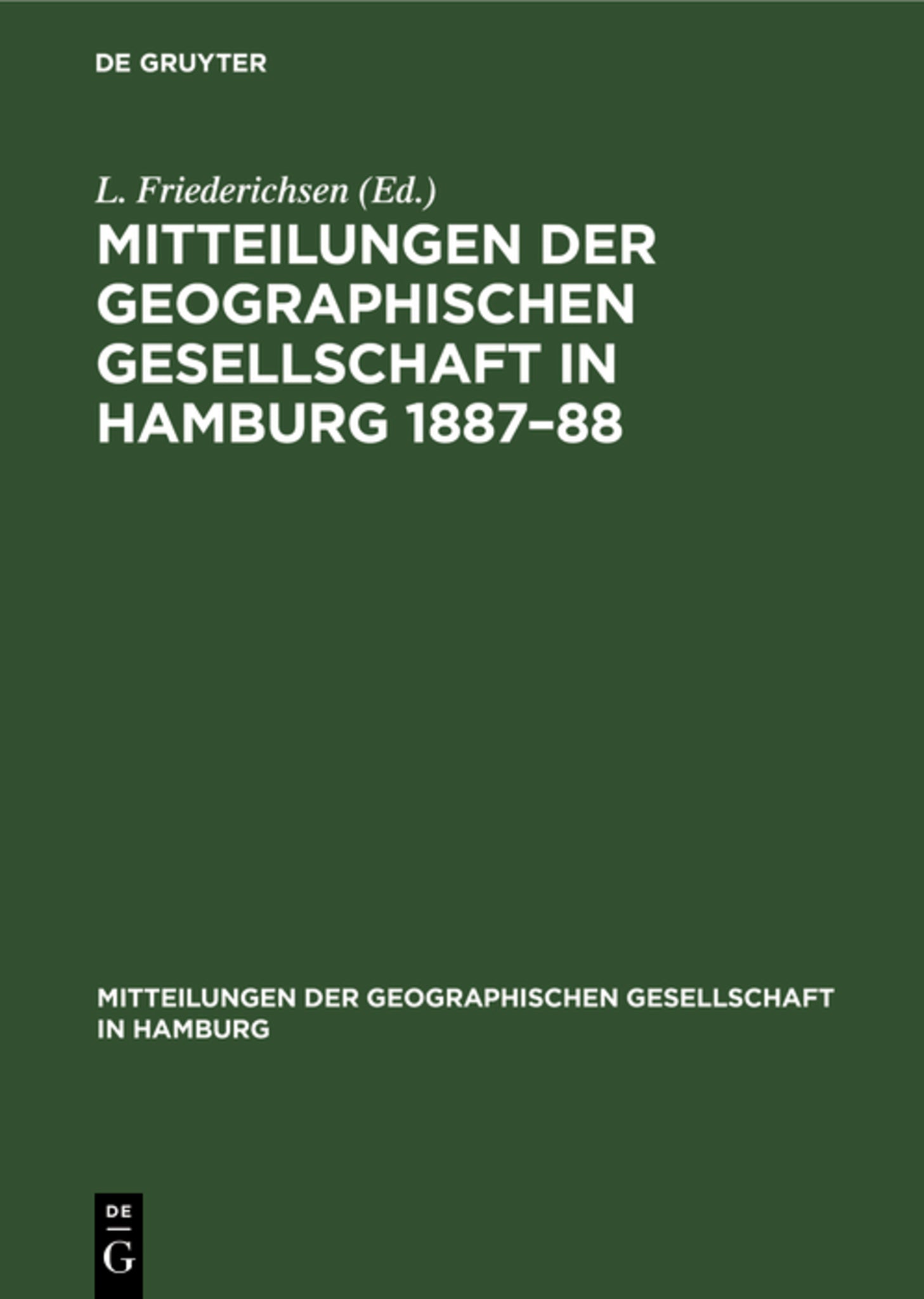 Mitteilungen der Geographischen Gesellschaft in Hamburg 1887–88